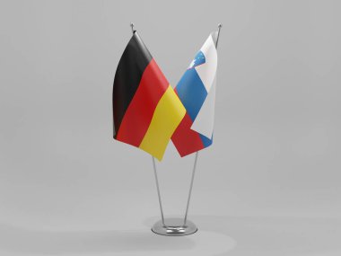 Slovenya - Almanya İşbirliği Bayrakları, Beyaz Arkaplan - 3D Hazırlama
