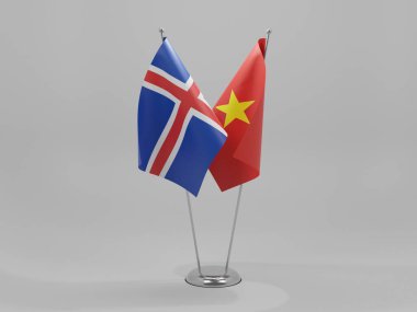 Vietnam - İzlanda İşbirliği Bayrakları, Beyaz Arkaplan - 3D Yapılandırma