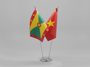 Vietnam - Grenada İşbirliği Bayrakları, Beyaz Arkaplan - 3D Renklendirme