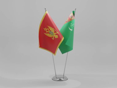 Türkmenistan - Karadağ İşbirliği Bayrakları, Beyaz Arkaplan - 3D Hazırlama