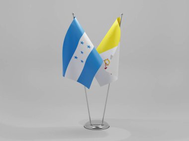 Vatikan - Honduras İşbirliği Bayrakları, Beyaz Arkaplan - 3D Render