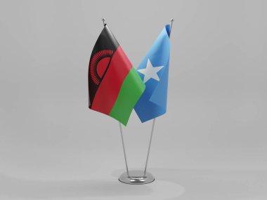 Somali - Malavi İşbirliği Bayrakları, Beyaz Arkaplan - 3D Render