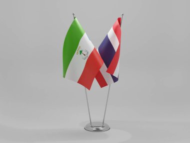 Tayland - Ekvator Ginesi İşbirliği Bayrakları, Beyaz Arkaplan - 3D Render