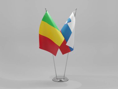 Slovenya - Mali İşbirliği Bayrakları, Beyaz Arkaplan - 3D Render