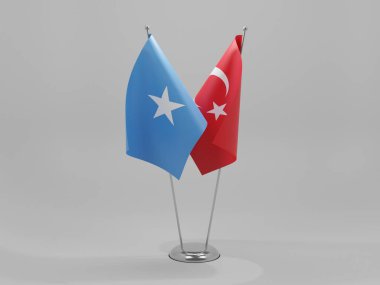 Türkiye - Somali İşbirliği Bayrakları, Beyaz Arkaplan - 3D Yapılandırma
