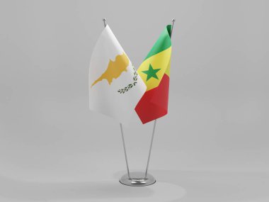 Senegal - Kıbrıs İşbirliği Bayrakları, Beyaz Arkaplan - 3D Hazırlama
