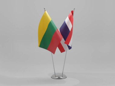 Tayland - Litvanya İşbirliği Bayrakları, Beyaz Arkaplan - 3D Render