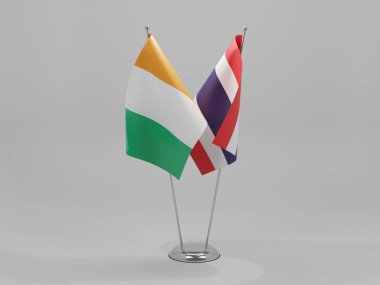 Tayland - Cote D Fildişi İşbirliği Bayrakları, Beyaz Arkaplan - 3D Yapılandırma
