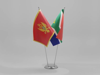 Güney Afrika - Karadağ İşbirliği Bayrakları, Beyaz Arkaplan - 3D Hazırlama