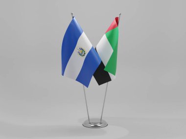 Birleşik Arap Emirlikleri - El Salvador İşbirliği Bayrakları, Beyaz Arkaplan - 3D Yapılandırma