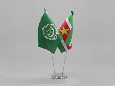 Surinam - Arap Birliği İşbirliği Bayrakları, Beyaz Arkaplan - 3D Render
