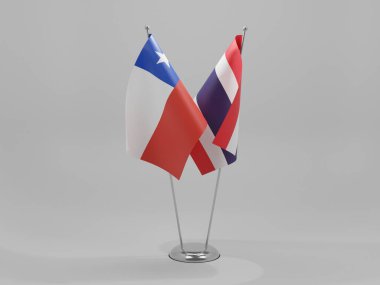 Tayland - Şili İşbirliği Bayrakları, Beyaz Arkaplan - 3D Render