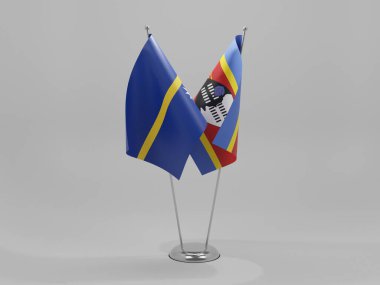 Svaziland - Nauru İşbirliği Bayrakları, Beyaz Arkaplan - 3D Render