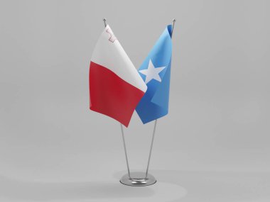 Somali - Malta İşbirliği Bayrakları, Beyaz Arkaplan - 3D Render