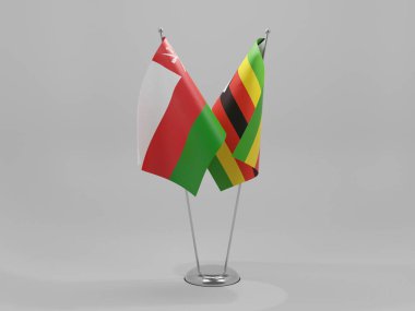 Zimbabwe - Umman İşbirliği Bayrakları, Beyaz Arkaplan - 3D Render