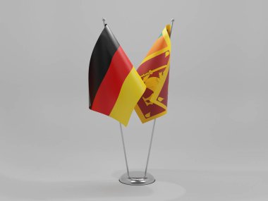 Sri Lanka - Almanya İşbirliği Bayrakları, Beyaz Arkaplan - 3D Render