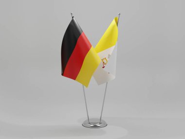 Vatikan - Almanya İşbirliği Bayrakları, Beyaz Arkaplan - 3D Render