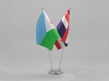 Tayland - Cibuti İşbirliği Bayrakları, Beyaz Arkaplan - 3D Yapılandırma