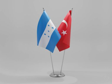 Türkiye - Honduras İşbirliği Bayrakları, Beyaz Arkaplan - 3D Render