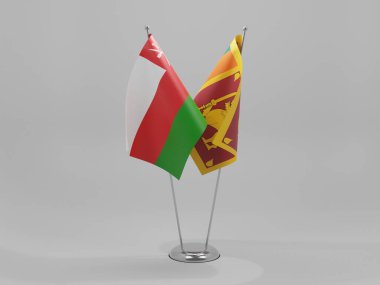 Sri Lanka - Umman İşbirliği Bayrakları, Beyaz Arkaplan - 3D Render