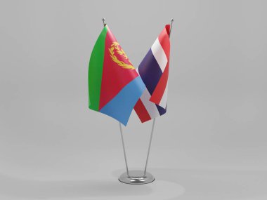 Tayland - Eritre İşbirliği Bayrakları, Beyaz Arkaplan - 3D Render