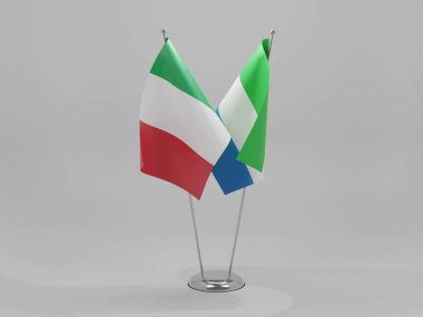 Sierra Leone - İtalya İşbirliği Bayrakları, Beyaz Arkaplan - 3D Render