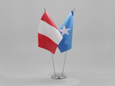 Somali - Peru İşbirliği Bayrakları, Beyaz Arkaplan - 3D Render