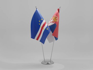 Sırbistan - Cape Verde İşbirliği Bayrakları, Beyaz Arkaplan - 3D Render