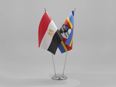 Svaziland - Mısır İşbirliği Bayrakları, Beyaz Arkaplan - 3D Render