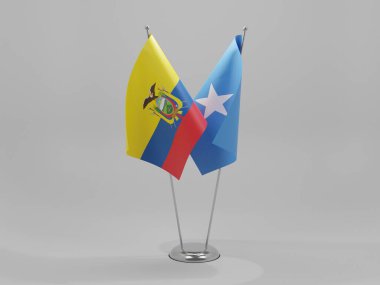 Somali - Ekvador İşbirliği Bayrakları, Beyaz Arkaplan - 3D Yapılandırma