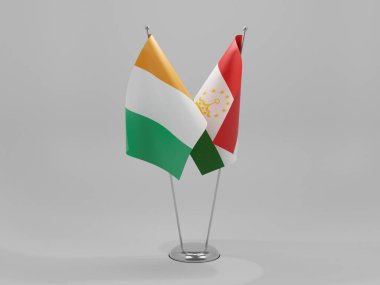 Tacikistan - Cote D Fildişi İşbirliği Bayrakları, Beyaz Arkaplan - 3D Yapılandırma