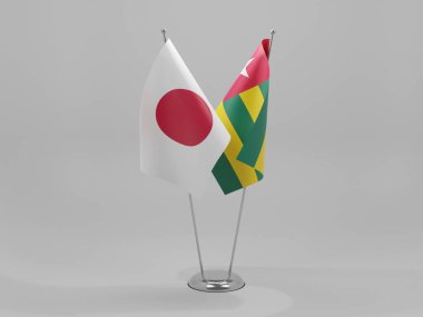 Togo - Japonya İşbirliği Bayrakları, Beyaz Arkaplan - 3D Yapılandırma