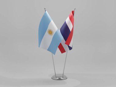 Tayland - Arjantin İşbirliği Bayrakları, Beyaz Arkaplan - 3D Render