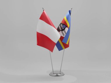 Svaziland - Peru İşbirliği Bayrakları, Beyaz Arkaplan - 3D Render