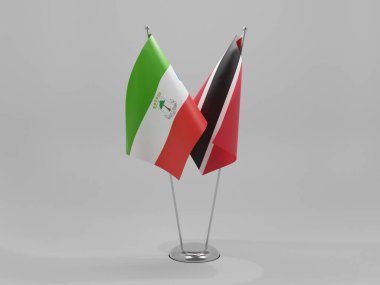 Trinidad ve Tobago - Ekvator Ginesi İşbirliği Bayrakları, Beyaz Arkaplan - 3D Render