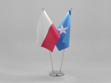 Somali - Polonya İşbirliği Bayrakları, Beyaz Arkaplan - 3D Render