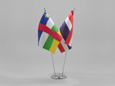 Tayland - Orta Afrika Cumhuriyeti İşbirliği Bayrakları, Beyaz Arkaplan - 3D Render