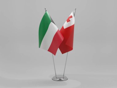 Tonga - Kuveyt İşbirliği Bayrakları, Beyaz Arkaplan - 3D Render