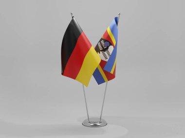 Svaziland - Almanya İşbirliği Bayrakları, Beyaz Arkaplan - 3D Render