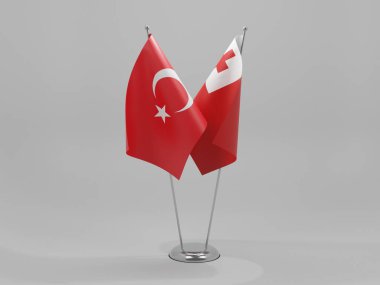 Tonga - Türkiye İşbirliği Bayrakları, Beyaz Arkaplan - 3D Hazırlama