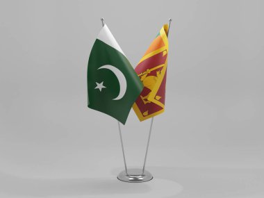 Sri Lanka - Pakistan İşbirliği Bayrakları, Beyaz Arkaplan - 3D Render