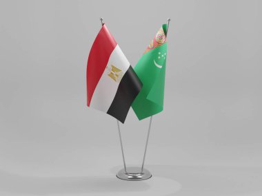 Türkmenistan - Mısır İşbirliği Bayrakları, Beyaz Arkaplan - 3D Yapılandırma