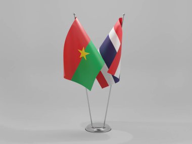 Tayland - Burkina Faso İşbirliği Bayrakları, Beyaz Arkaplan - 3D Render