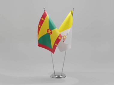 Vatikan - Grenada İşbirliği Bayrakları, Beyaz Arkaplan - 3D Renklendirme