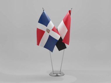 Yemen - Dominik Cumhuriyeti İşbirliği Bayrakları, Beyaz Arkaplan - 3D Render