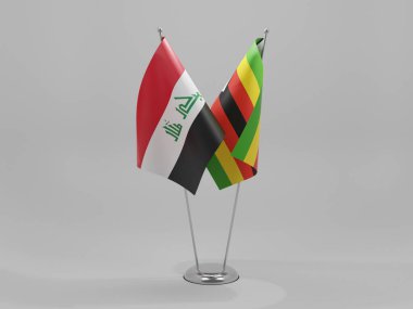 Zimbabwe - Irak İşbirliği Bayrakları, Beyaz Arkaplan - 3D Yapılandırma