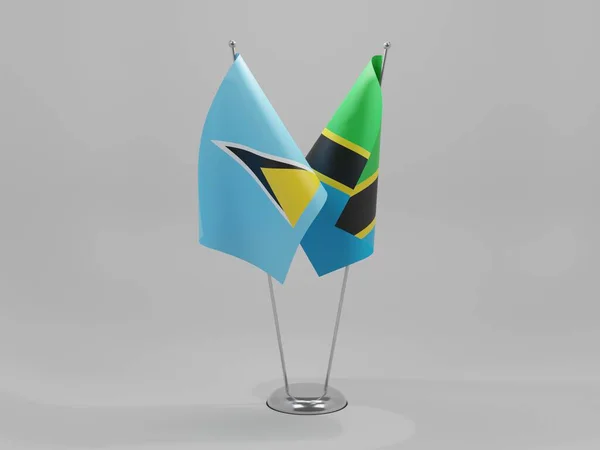 Tanzania Saint Lucia Cooperation Flags White Background Render — Stock Photo, Image