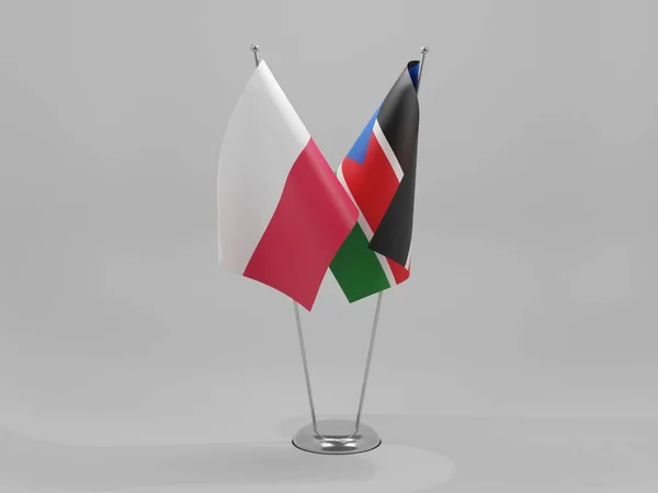 Soudan Sud Pologne Drapeaux Coopération Fond Blanc Render — Photo