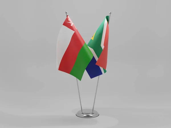 South Africa Oman Cooperation Flags White Background Render — Stock Photo, Image