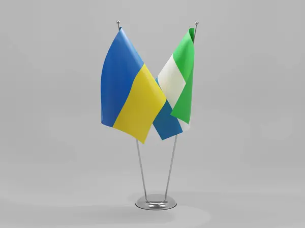 Sierra Leone Ukraine Cooperation Flags White Background Render — Stock Photo, Image